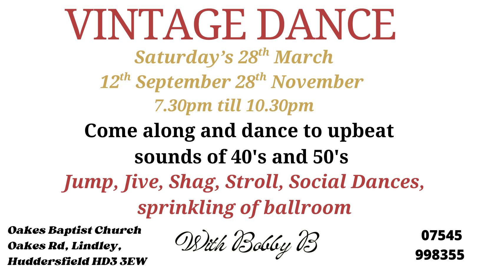 💃🕺 Vintage Dance Saturday 12th September 💃🕺