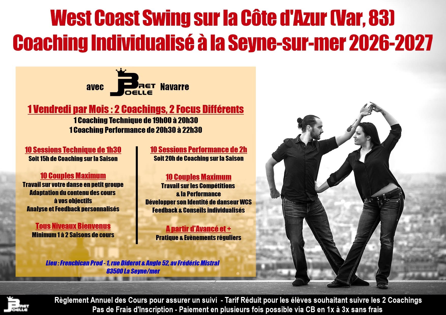 Cours West Coast Swing - Coaching Personnalisé avec Bret & Joëlle Navarre 2026-2027 - Var (83)