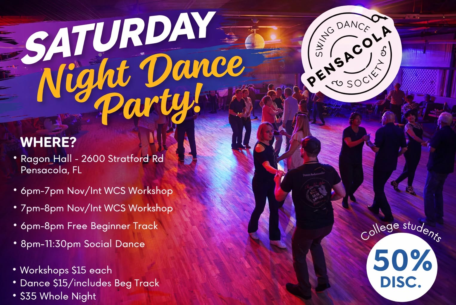 1st Saturday West Coast Swing Party at Ragon Hall