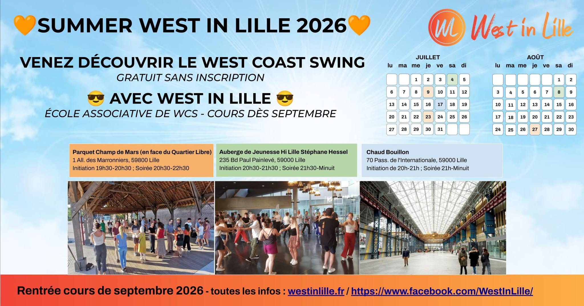 ☀️ Initiations + Soirées West Coast Swing - le Summer West in Lille 🤩